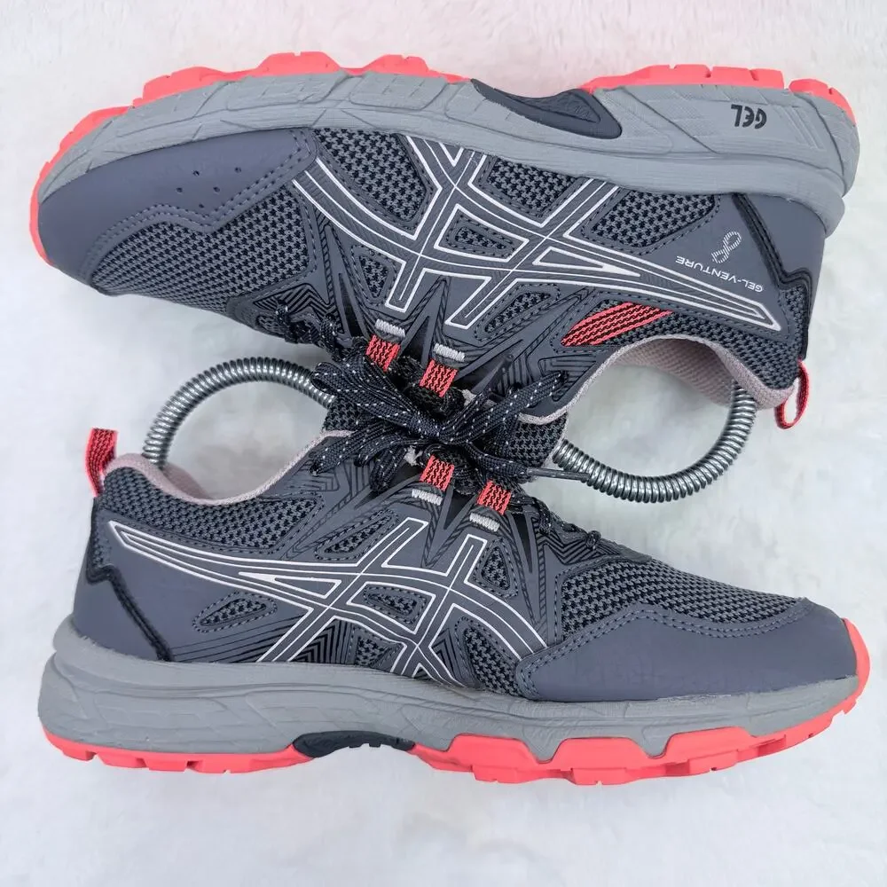 ASICS Gel-Venture 8 Womens Trail Running Shoes Grey Peach Size 7.5 Wide Sneakers
